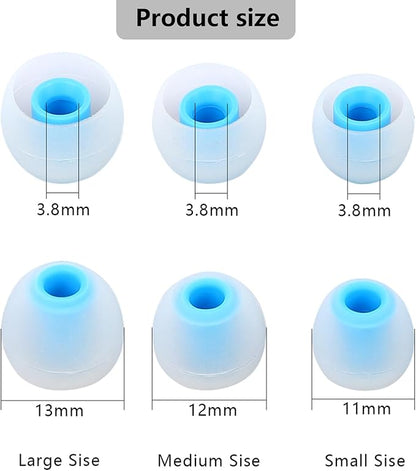 Silicone Replacement Earbud Tips Earbud Covers Ear Tips Fit for in-Ear Headphones (Inner Hole 3.8mm -5.1mm) Earbud Replacement Tips 9 Pairs