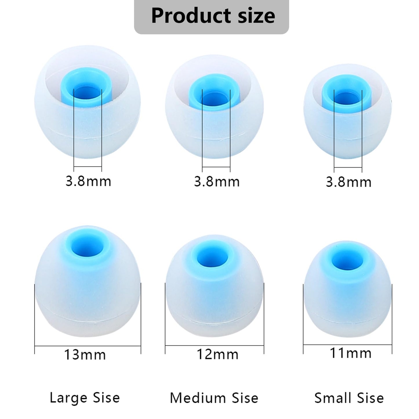 MMYQXI Earbud Replacement Tips Silicone Earbud Tips Earbud Covers Fit for in-Ear Headphones (Inner Hole 3.8mm -5.1mm) Ear Tips Earbud Rubber Tips 9 Pairs S/M/L