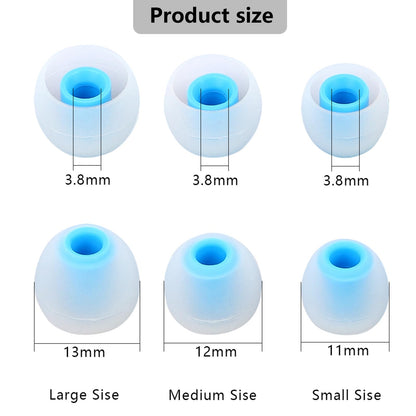 MMYQXI Earbud Replacement Tips Silicone Earbud Tips Earbud Covers Fit for in-Ear Headphones (Inner Hole 3.8mm -5.1mm) Ear Tips Earbud Rubber Tips 9 Pairs S/M/L