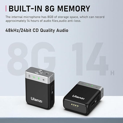 ULANZI AM18 Wireless Lavalier Microphone, Compact Mini Lapel Mic with 200m/656ft Range, Noise Cancellation, 20H Battery for DSLR Cameras, iPhone, Android, Live Streaming, Video