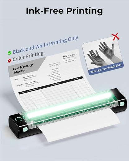 Phomemo Portable Printers Wireless for Travel, M08F Thermal Bluetooth Printer Support for 8.5"x11" US Letter, Small Inkless Printer Compatible with iOS, Android, Laptop for Car, Office, Home
