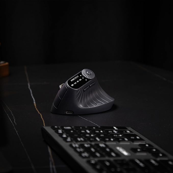 Vertical Ergonomic Mouse 2.4G Wireless BT Task Window Switching and Horizontal Scrolling,Adjustable DPI, Lightweight for Laptop,Desktop,PC,MacBook, Black (MKE 604)