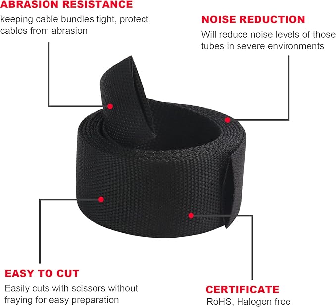 Heat Shrink Wire Loom 2:1 Shrinkable Braided Cable Sleeve 1-1/8 Inch ID-46ft Abrasion Protection Flexibility Fabric Wiring Harness Cover Sheath