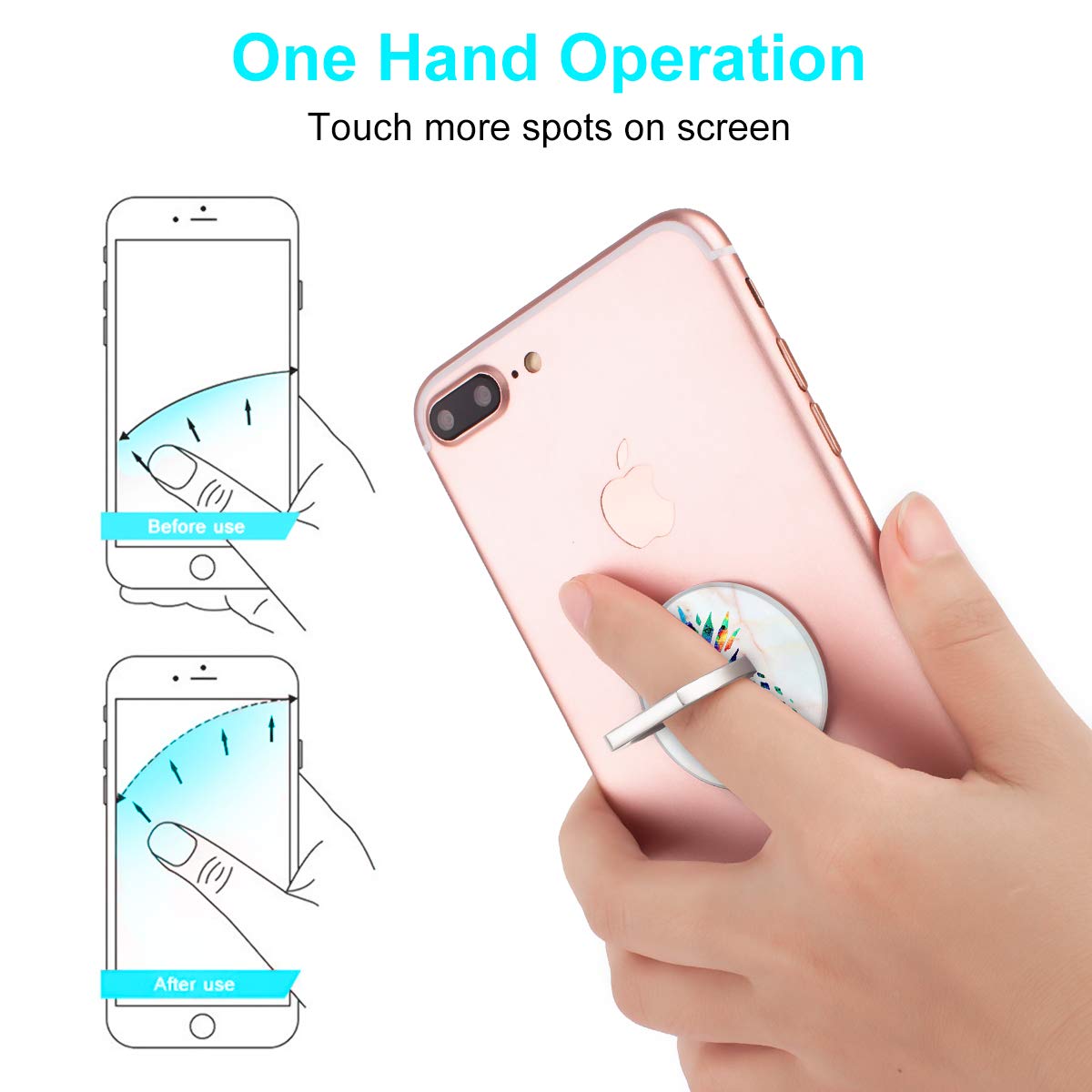 Bonoma Cell Phone Ring Holder, 3-Pack 360 Degree Rotating Universal Phone Ring Grip Finger Ring Stand Compatible with Smartphones and Tablets - Pineapple