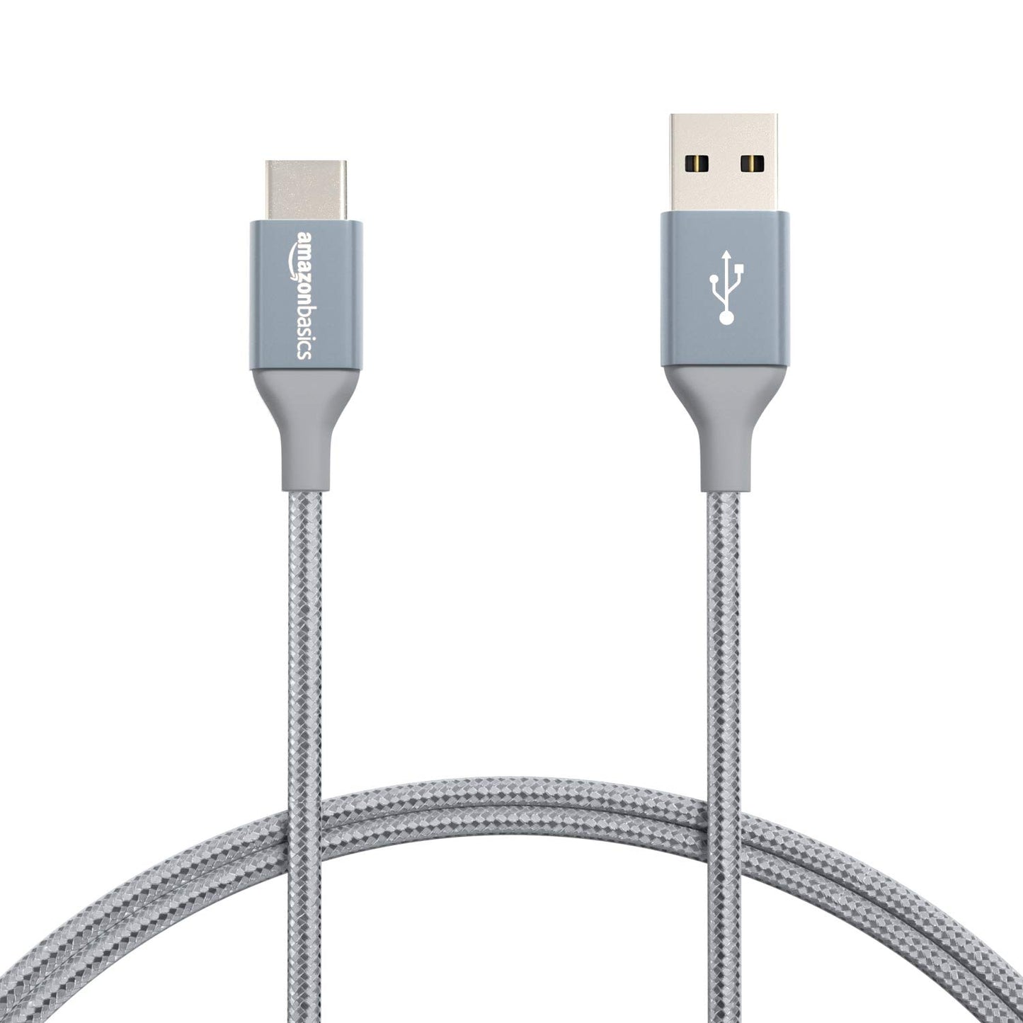 Amazon Basics Nylon Braided USB-C to USB-A 2.0 Fast Charging Cable, 480Mbps Speed, USB-IF Certified, Charge and Sync, for Apple iPhone 16/15, iPad, Samsung Galaxy, Tablets, Laptops, 3 foot, Dark Grey