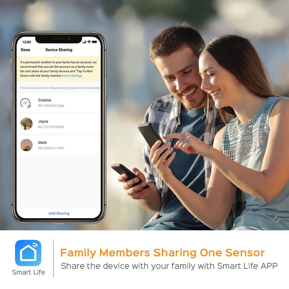 EVERSECU Tuya Smart WiFi Door Sensor Open / Close Detector App Notification Battery Operated, Compatible with Amazon Alexa, Google Assistant, No Need Hub