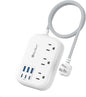 Short Extension Cord 2 Foot- 6 USB(3 USB C) Travel Power Strip with 24W USB Charging Station and 3 Outlets, 2ft Small Flat Plug Extension Cord Surge Protector for Travel Home College Dorm 13A