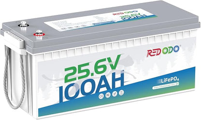 Redodo 24V 100Ah LiFePO4 Lithium Battery, Max. 2560W Power Output, Built in 100A BMS, 4000-15000 Deep Cycles & 10-Year Lifetime, Perfect for RV, Marine, Trolling Motor, Solar Off-Grid System