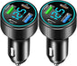 2 Packs of 66W USB C Car Charger 4 Port Car Charger Adapter with 30W PD, 3.1A Aluminium Alloy Car Cigarette Lighter USB Charger with LED Voltmeter Compatible with Phone 15 14 13
