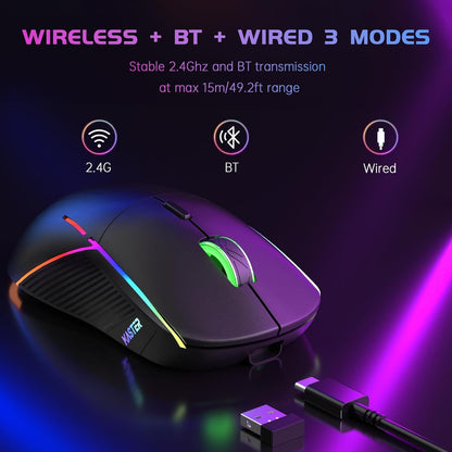 FFJ Wireless Gaming Mouse, 24000 DPI, Rechargeable Gaming Mice for PC, Mac