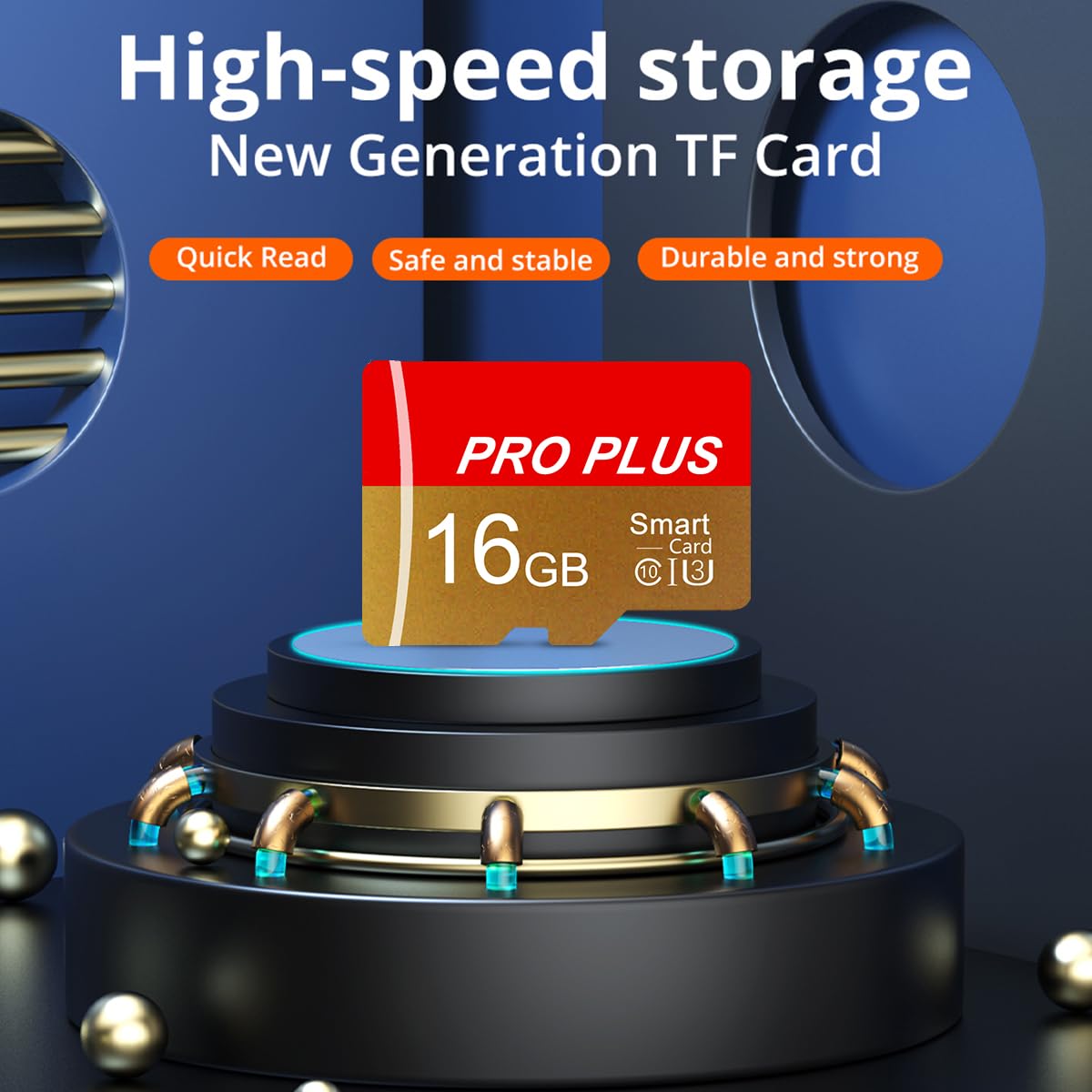 2 Pack Memory Card 16GB with Adapter, High Speed TF Card, UHS-I C10 A1 Memory TF Card for Tablet/Mobile Phone/Camera/Car Audio/Game Console (TF162 Red Gold 16GB)