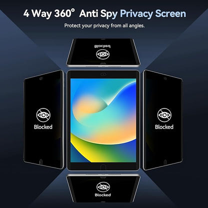 360° 4 Way Magnetic Privacy Filter for iPad 9th/8th/7th Generation (10.2 Inch, 2019/2020/2021), Removable Anti-Glare Blue Light Matte Privacy Screen Protector, Anti-Scratch, Bubble-Free, Reusable