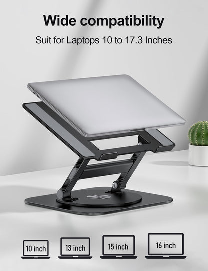 MCHOSE Laptop Stand, H-Design Stable Computer Stand, Ergonomic Laptop Riser with 360° Rotating Base, Notebook Compatible with All 10-17” Laptops, Black