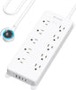 TROND 360° Rotating Plug Power Strip 10ft, Surge Protector with 2 USB A and 2 USB C, 10 Widely Spaced Outlets, 4000J, ETL Listed, Wall Mountable, for Home Office Entertainment, White
