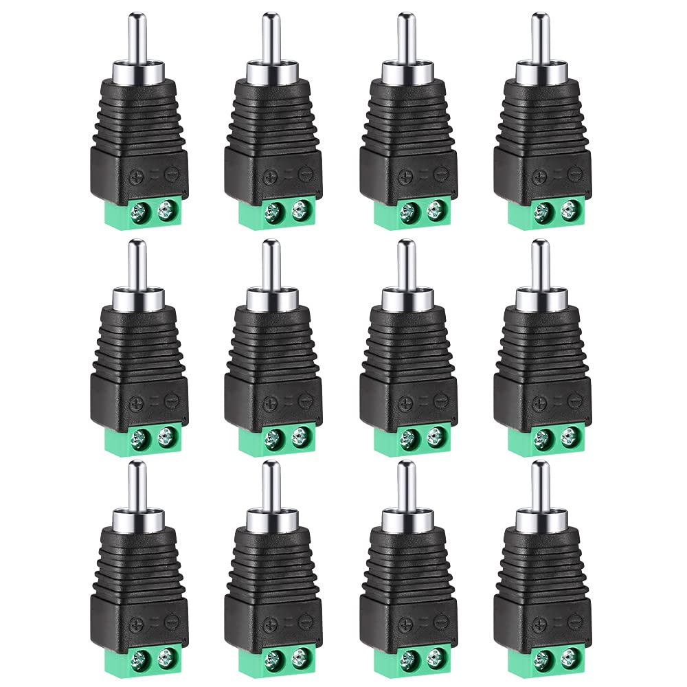 Iskueal RCA Plugs for Speaker Wire，RCA to AV Screw Terminal Connector, Phono RCA Male Plug Solderless Converter Audio/Video Speaker Wire Connectors Solderless Adapter