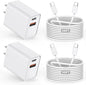 10FT iPhone 16e Fast Charger,2Pack 20W Dual Port USB C+A Power Adapter 10Foot Long USB C to C Fast Charging Cable Cord Quick Charging for iPhone 16e/16/16 Pro/15/15 Pro/Pro Max/Plus,iPad Pro/Air/Mini