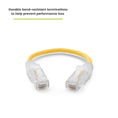 TRUECABLE Cat6 Component Rated Patch Cable, Unshielded (U/UTP), 6in, Yellow, 28AWG Solid Copper, Snagless 10G High-Speed Ethernet Cable, PoE++ 4PPoE 100W, UL Listed, RoHS-3, 1 Pack