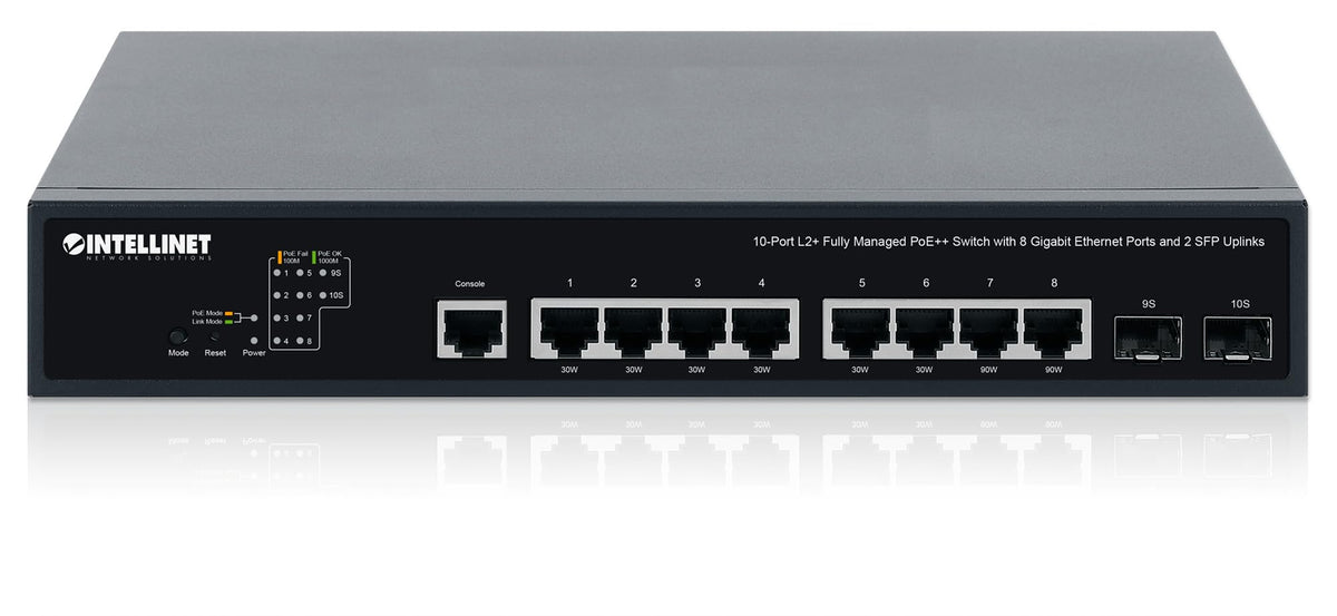 Intellinet 28-Port Managed Gigabit PoE+ Switch, 370W, 4 10G SFP+ Slots