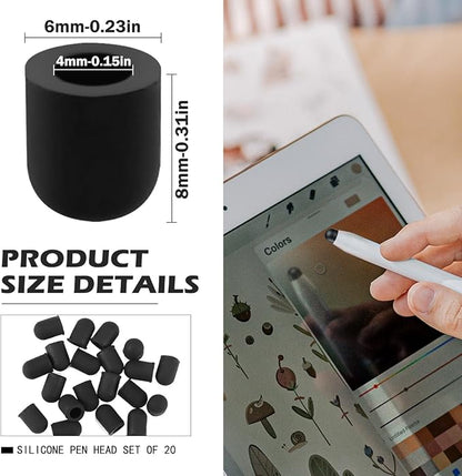 20 Pieces Replacement Tips Touch Screen Pens Tips Silicone Rubber for Touch Pen (Outer Diameter 6mm, Inner Diameter 4mm)