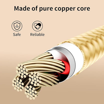 USB C Multi Charging Cable [2Pack 4FT], 3 in 1 Charging Cable Nylon Braided USB-C Multiple Charger Cord with Type-C, Micro USB and IP Port for Cell Phones and More (Golden)