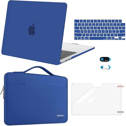 MOSISO Compatible with MacBook Air 13 inch Case 2025 2024 2023 2022 M4 A3240 M3 A3113 M2 A2681, Hard Shell&Sleeve Bag&Keyboard Skin&Webcam Cover&Screen Film for MacBook Air 13.6 inch, Royal Blue
