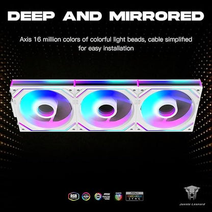 Jungle Leopard Interstellar V2 120mm Case Fan Infinity Mirror Module Daisy-Chain ARGB Fan Triple Pack with Controller Suitable for Computer Case & 360mm AIO Cooler(White-3pack)