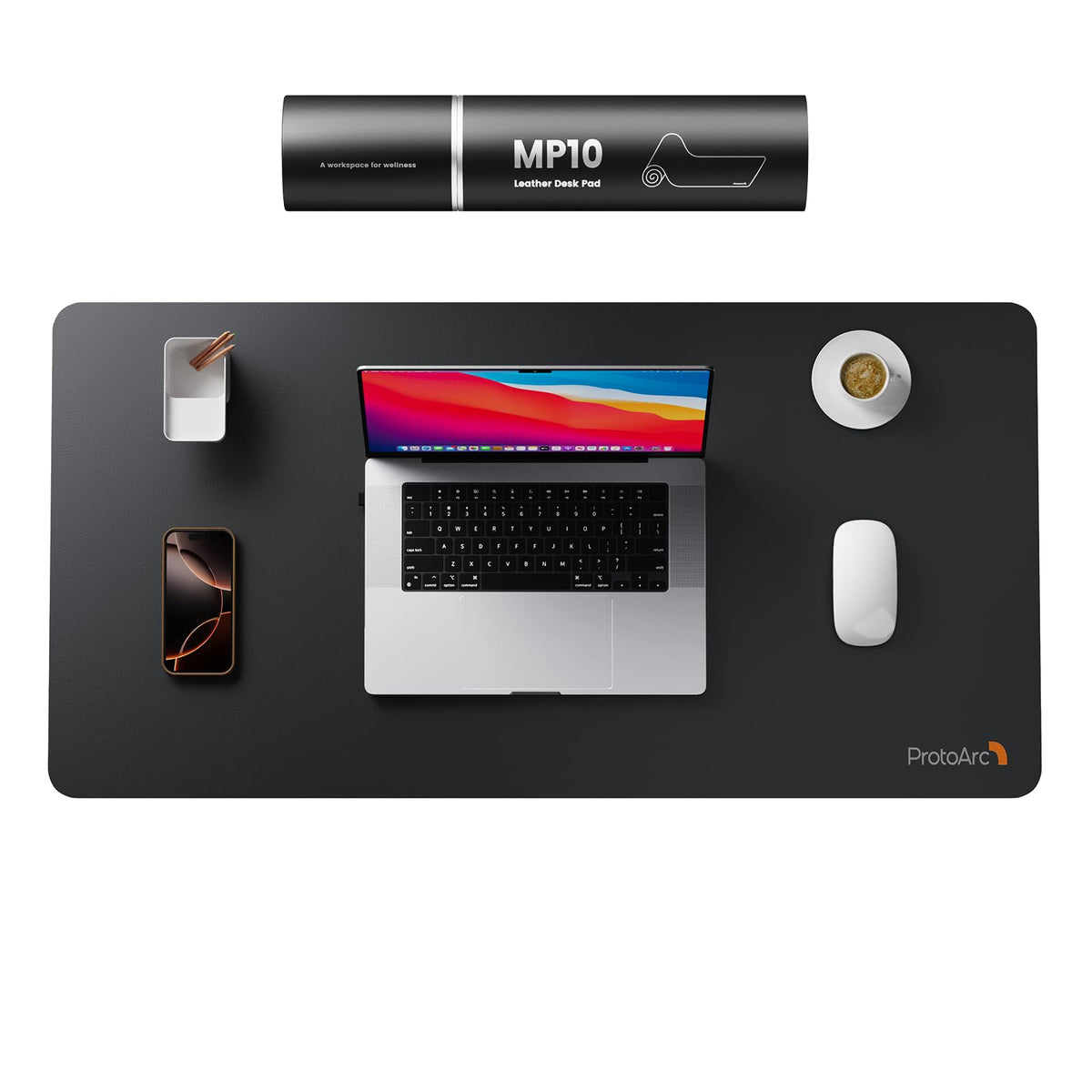 ProtoArc MP10 Leather Desk Mat, Large Mouse Pad- 31.5×15.8 inch, Non-Slip PU Leather Desk Pad Protector, Premium Desktop Mat for Computer, Keyboard and Mouse, Black