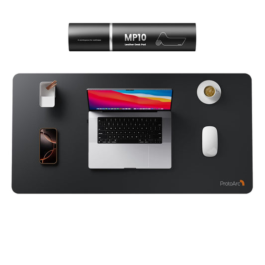 ProtoArc MP10 Leather Desk Mat, Large Mouse Pad- 31.5×15.8 inch, Non-Slip PU Leather Desk Pad Protector, Premium Desktop Mat for Computer, Keyboard and Mouse, Black