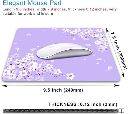 IMAYONDIA Cute Purple Mouse Pad, Floral Flowers Mouse Pad, Sakura Cherry Blossom Mousepad, Japanese Aesthetic Desk Decor, Anti Slip Rubber Base Mice pad for Computer Office Girl, 9.5 x 7.9 Inch