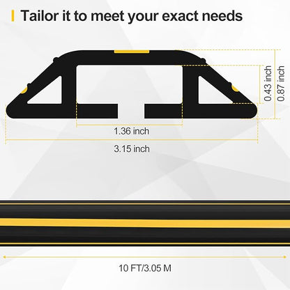 Floor Cord Cover 10Ft Heavy Duty PVC Floor Cable Protector Electric Cord Hider Cable Management Floor Strip Extension Cord Covers Cable Raceway for Wires on Floor Inner Channel 1.36" W x 0.43" H