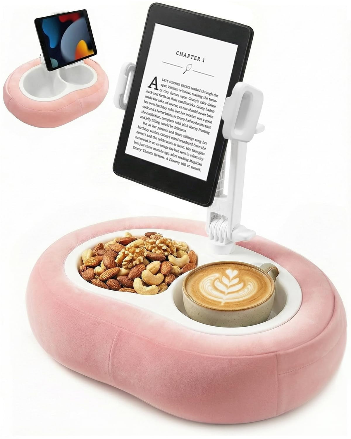 Miledi Tablet Pillow Stand for Bed with 360° Rotating Holder, Gray