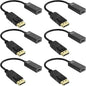 Half a Dozen 4K DisplayPort to HDMI Adapter, 6PCS Gold-Plated Uni-Directional DisplayPort PC to HDMI Screen Converter (Male to Female), Supports 3840x2160@30Hz