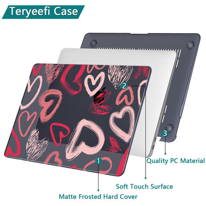 Teryeefi for MacBook Pro 13 inch Case 2025 2024 2022 2021 2019 2018 2017 2016 Release fits Model A2338 M2 M1/A2289/A2251/A2159/A1989/A1706, Design Hard Shell with Keyboard Cover Dust Plug, Heart A002