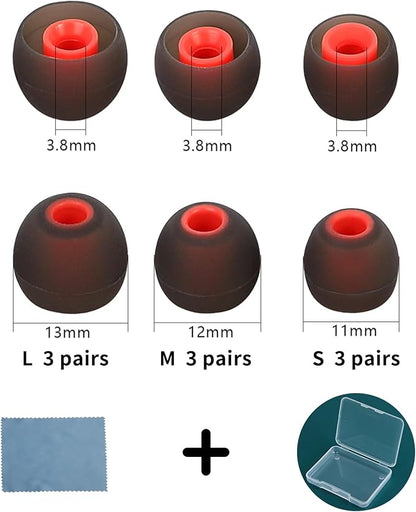 Silicone Earbud Tips Earbud Replacement Tips Eartips Fit Most in-Ear Earbuds(Inner Hole 3.8mm -5.1mm) Headphone Ear Tips Ear Bud Covers 9 Pairs S M L