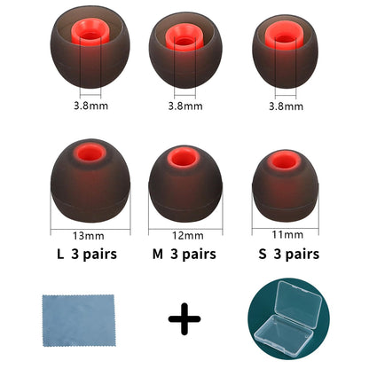 TSZYYM Earbud Tips Ear Bud Tips Soft Anti Slip Washable and Reusable Silicone Replacement Earbud Tips Fit Most in-Ear Earbuds(Inner Hole 3.8mm -5.1mm) 18pcs S M L