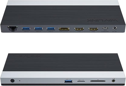 WAVLINK USB C Docking Station 4K Triple Display (2 HDMI + 1 Displayport) with 100W PC Charging, Gigabit Ethernet, 4 USB 3.0, SD/TF Card Slot, Audio, for Dell HP MacBook Lenovo and Other USB C Laptops