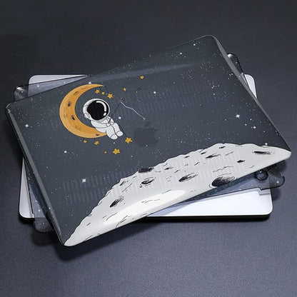 for MacBook Air 13 inch Case 2021 2020 2019 2018 Release M1 A2337 A2179 A1932 Retina Display with Touch ID, Shiny Plastic Hard Shell Case Keyboard Cover Screen Protector, Astronaut Moon