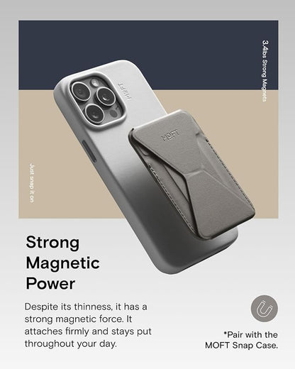 MOFT Magnetic Wallet Stand Compatible with iPhone 16/15/14/13/12 Series, Angle Adjustment & Magsafe Compatible MOVAS Phone Stand,Taupe