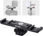 Dual Cold Shoe Extension Bar Mount, Aluminum Dual Hot Shoe Mount Bracket with 1/4" Thread & Cable Slot, Cold Shoe Bracket for DSLR Camera LED Video Light Microphone Monitor (62034)