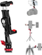 Manbily Phone Tripod Mount, Metal Smartphone Mount Adapter Camera Hot Shoe Mount, 360° Swivel 180° Flip Adjustable Phone Holder for Microphone LED Light（SP-09
