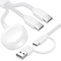 Upgraded 3 in 2 USB C Cable for Apple Watch Charger (4FT/1.2M) Travel USBC Multi Fast Charging Cord Compatible with iWatch Ultra 2/SE 2/10/9/8/7/6/5/4/3/2/1, iPhone 16/15 Pro Max Plus, iPad, AirPods