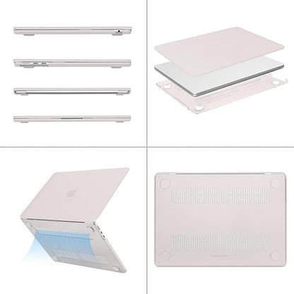 MOSISO Compatible with MacBook Air 13 inch Case 2025 2024 2023 2022 M4 A3240 M3 A3113 M2 A2681, Plastic Hard Shell&Keyboard Cover&Screen Film&Type C for MacBook Air 13.6 inch Case, Stone Gray