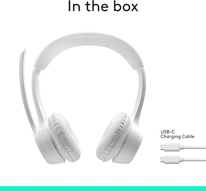 Logitech Zone 300 Wireless Bluetooth Headset with Noise-Canceling Microphone, Compatible with Windows, Mac, Chrome, Linux, iOS, iPadOS, Android – Off-White