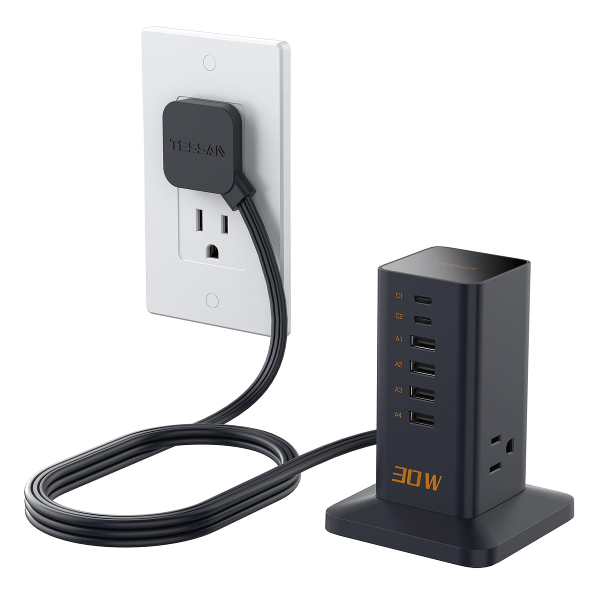 TESSAN 100W USB Charging Station for Multiple Devices 9-in-1 USB Charger