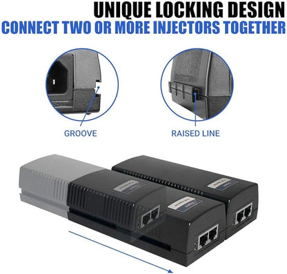 BV-Tech Gigabit Power Over Ethernet PoE+ Injector | 30W | Plug & Play | up to 325 Feet