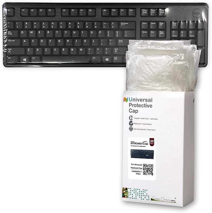 Universal Keyboard Cap by Green Onions Supply [20-Pack] – Ultra Thin 0.025mm Flat Keyboard Cover for Desktop with Numeric Keypad – Waterproof & Dustproof – Ideal for Hospital & Dental Use