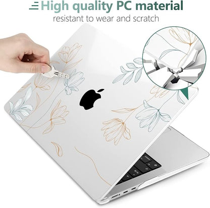 MEEgoodo Case for MacBook Air M4/M3/M2 13.6 inch 2025 2024 2022, Fit Model A3240 A3113 A2681, Compatible with MacBook Air 13 inch, Laptop Hard Shell Case with Keyboard Cover, Engraving Floral