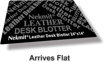 Nekmit Leather Desk Blotter Pad 24 x 14 Inches, Flat, Non-Slip, Waterproof, Black