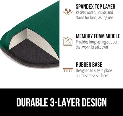 GORILLA GRIP Silky Gel Memory Foam Wrist Rest for Computer Keyboard, Mouse, Ergonomic Design for Typing Pain Relief, Desk Pads Support Hand, Arm, Mousepad Rests, Stain Resistant, 2 Piece, Hunter Green