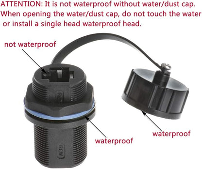 Panel Mounting Shielded RJ45 Waterproof Cat5/5e/6 8P8C Connector Ethernet LAN Cable Connector Double Head Coupler Adapter Female to Female with Waterproof/Dust Cap